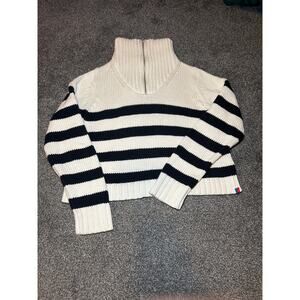 KULE "Maty" Striped Black and Cream Turtleneck Sweater small